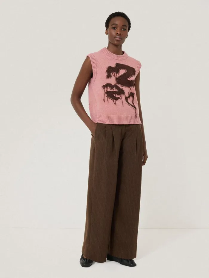 Graffiti Lips Tank Pink Women Jigsaw Knitwear and Cashmere