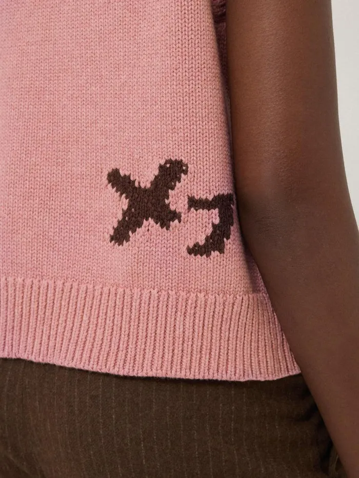 Graffiti Lips Tank Pink Women Jigsaw Knitwear and Cashmere