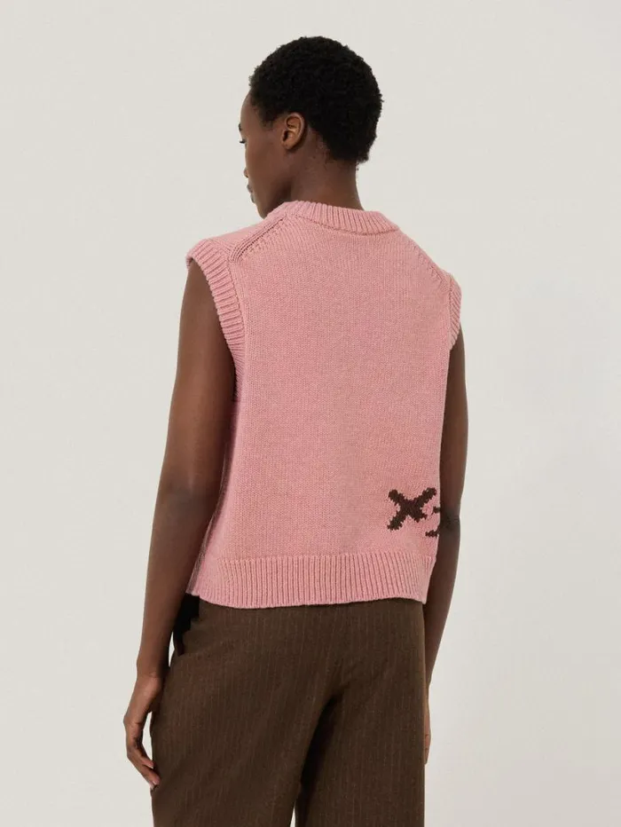 Graffiti Lips Tank Pink Women Jigsaw Knitwear and Cashmere