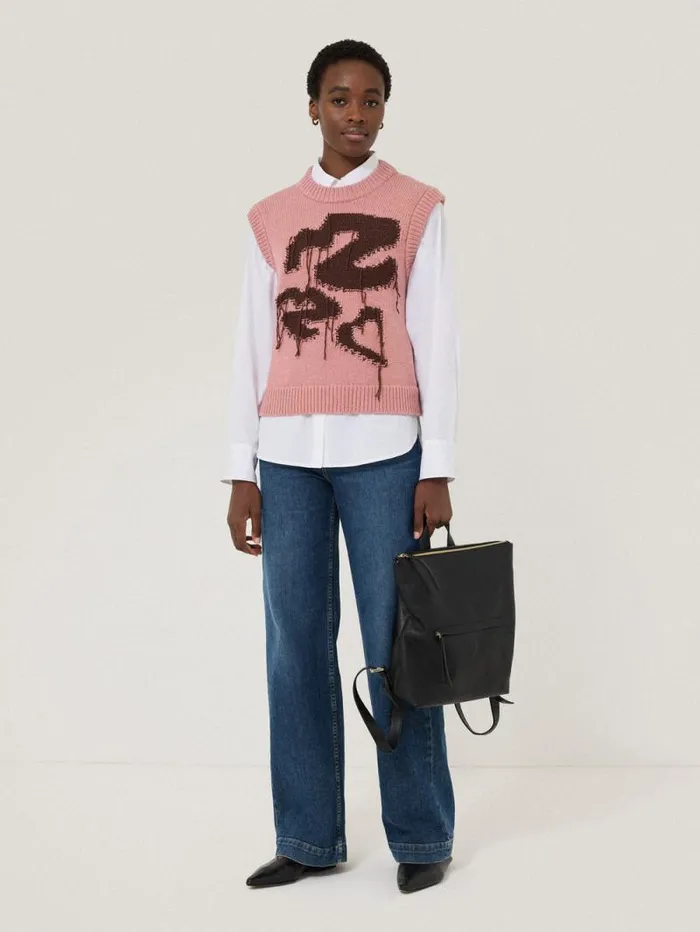 Graffiti Lips Tank Pink Women Jigsaw Knitwear and Cashmere