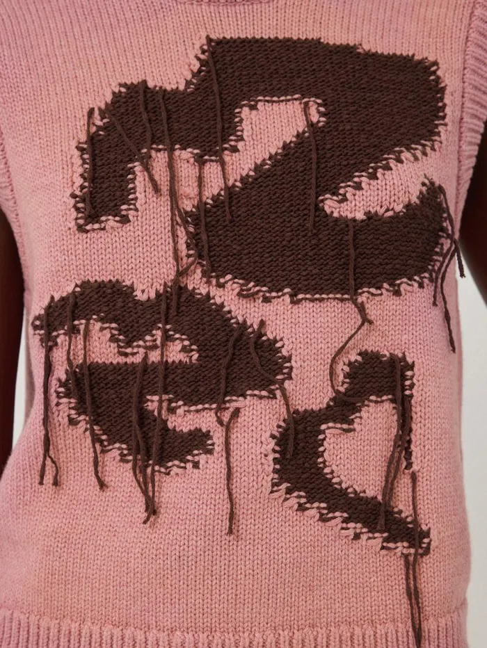 Graffiti Lips Tank Pink Women Jigsaw Knitwear and Cashmere