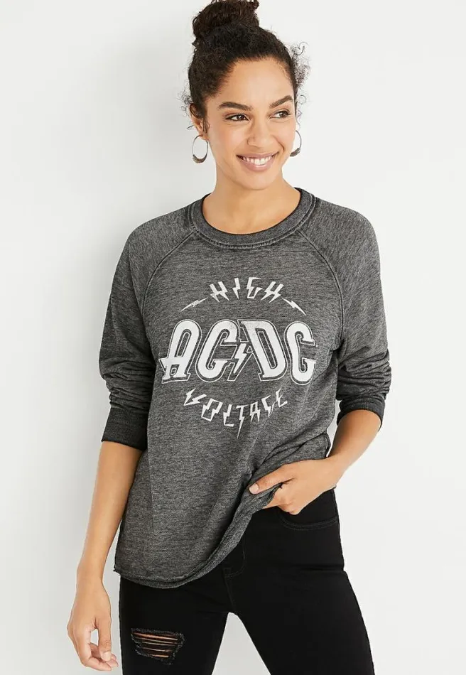 Gray Acdc Graphic Sweatshirt Women Maurices Tops