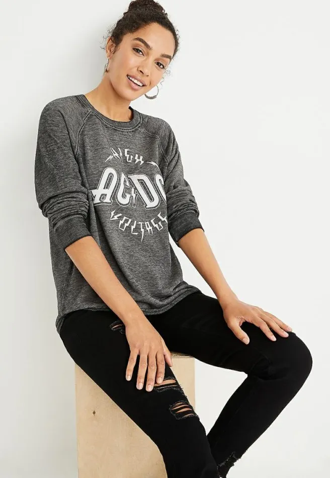 Gray Acdc Graphic Sweatshirt Women Maurices Tops