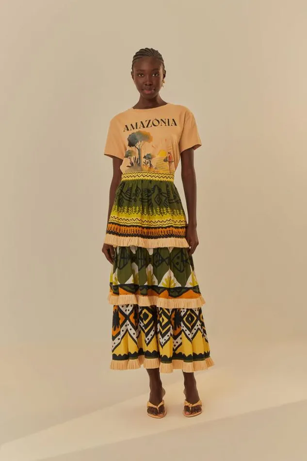 Green Creation Midi Skirt Women FARM Rio Skirts