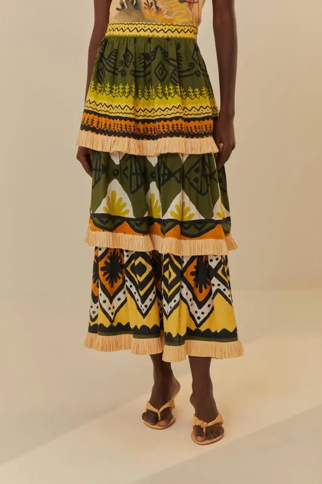 Green Creation Midi Skirt Women FARM Rio Skirts