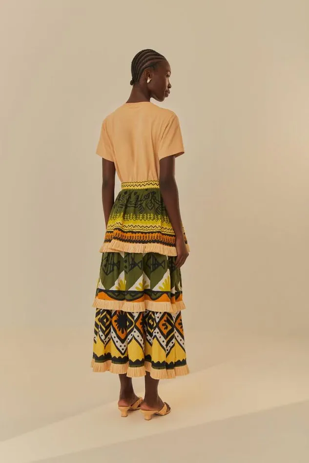Green Creation Midi Skirt Women FARM Rio Skirts