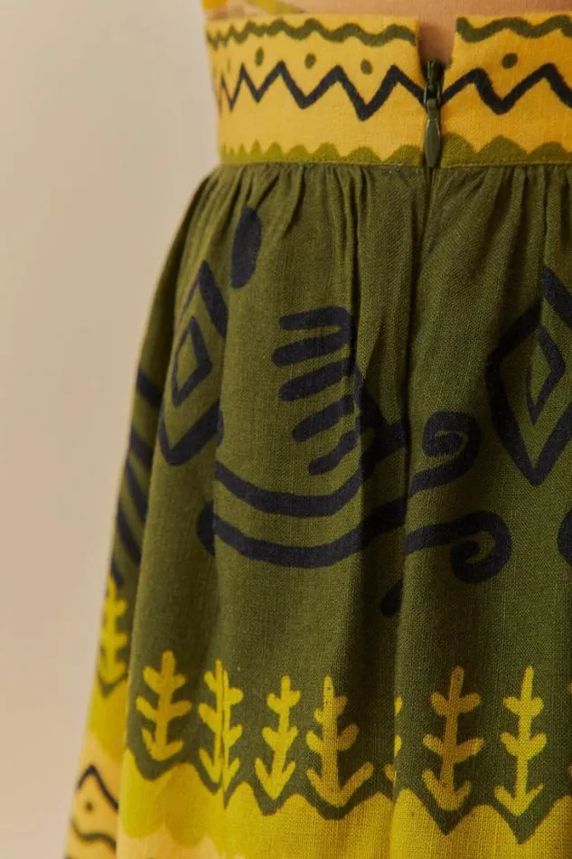 Green Creation Midi Skirt Women FARM Rio Skirts