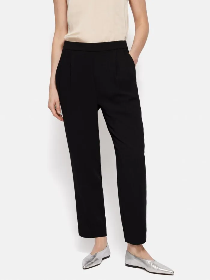 Grosgrain Trim Crepe Jogger Black Women Jigsaw Trousers