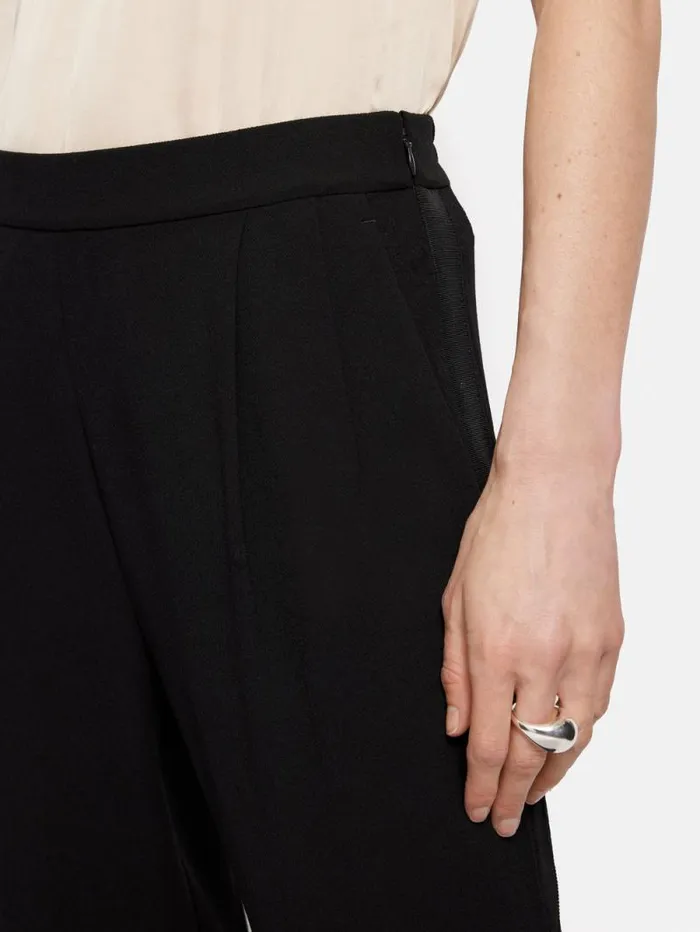 Grosgrain Trim Crepe Jogger Black Women Jigsaw Trousers