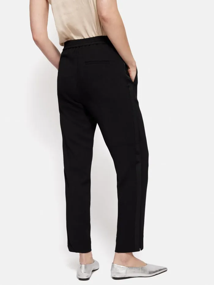 Grosgrain Trim Crepe Jogger Black Women Jigsaw Trousers