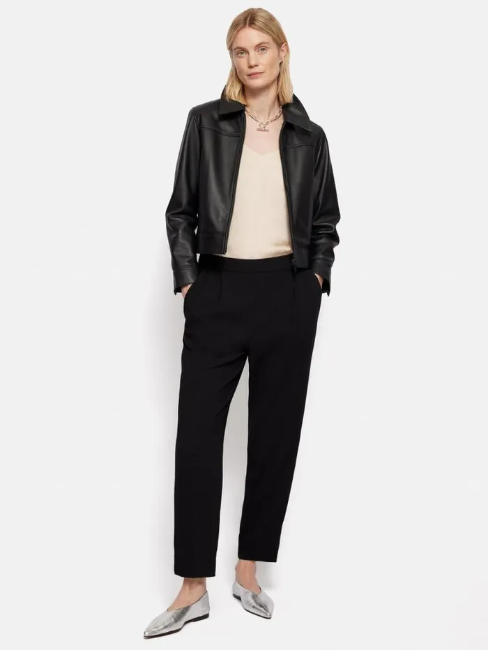 Grosgrain Trim Crepe Jogger Black Women Jigsaw Trousers