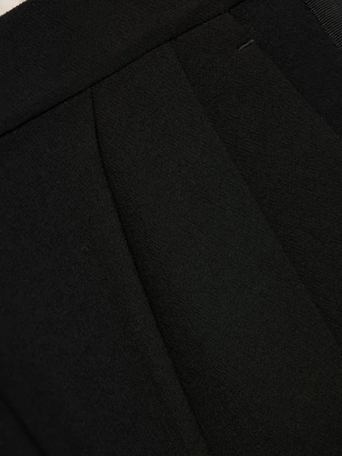 Grosgrain Trim Crepe Jogger Black Women Jigsaw Trousers