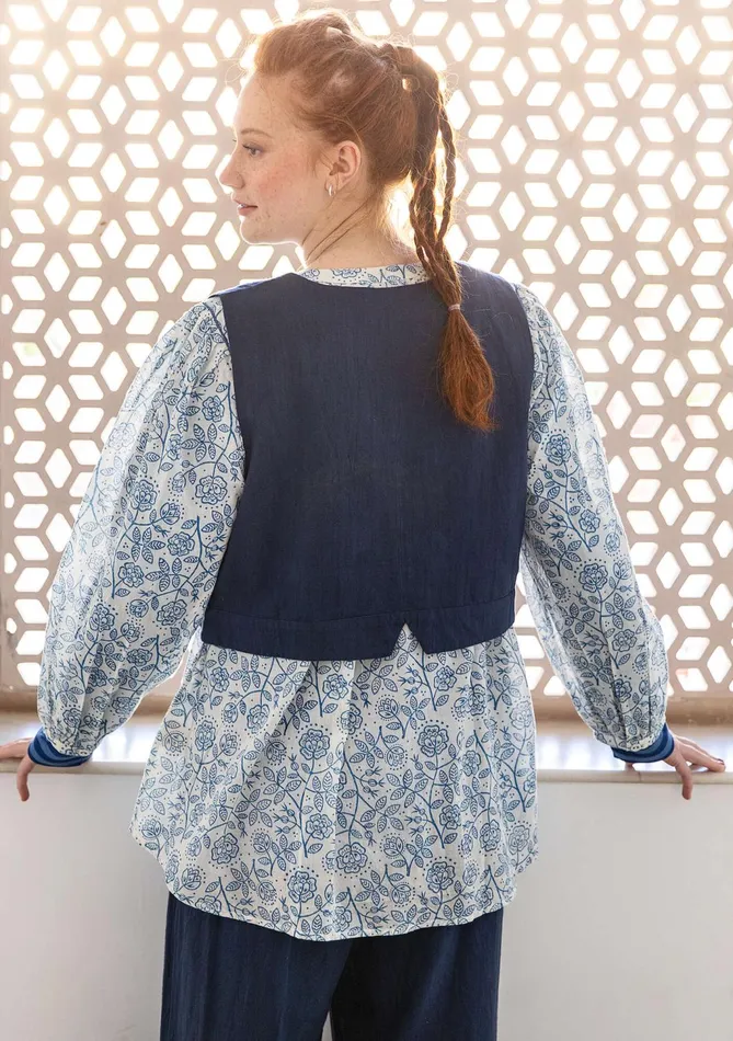 Gudrun Sjdn Woven Stina Vest In Organic Cotton Women Waistcoats