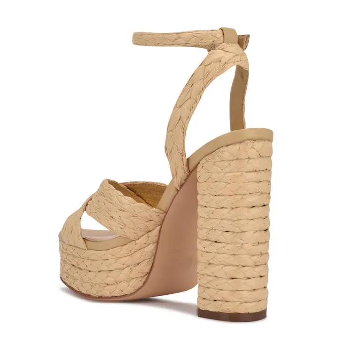 Hadyn Platform Sandals Natural Raffia Women Nine West Heels Hadyn Platform Sandals Natural Raffia Women Nine West Heels