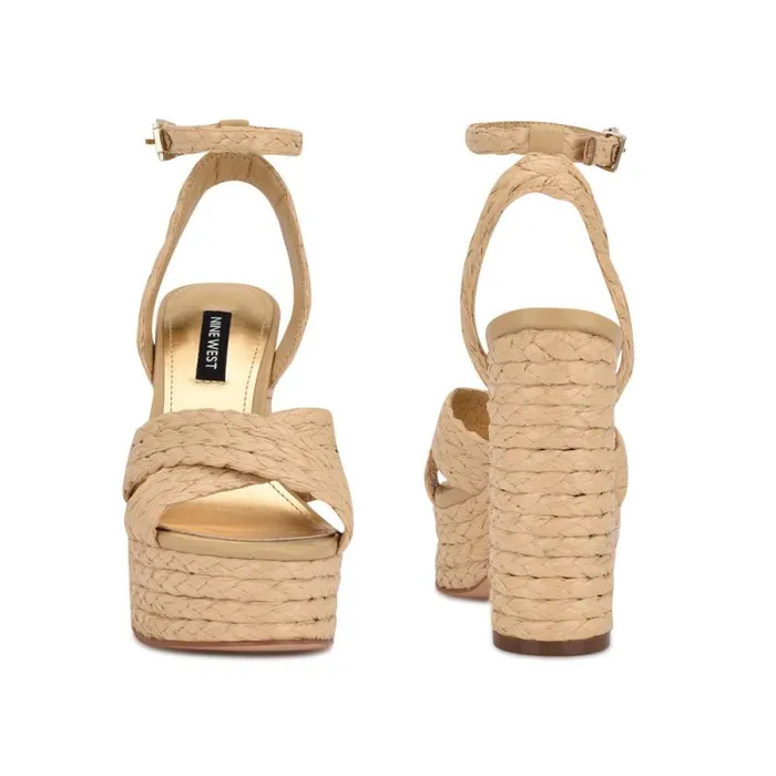 Hadyn Platform Sandals Natural Raffia Women Nine West Heels Hadyn Platform Sandals Natural Raffia Women Nine West Heels
