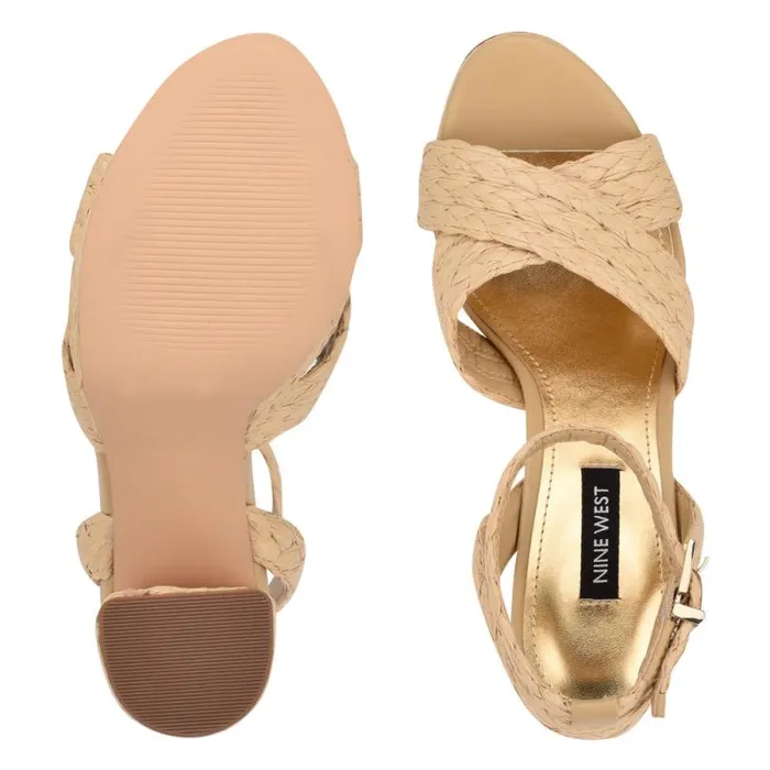 Hadyn Platform Sandals Natural Raffia Women Nine West Heels Hadyn Platform Sandals Natural Raffia Women Nine West Heels