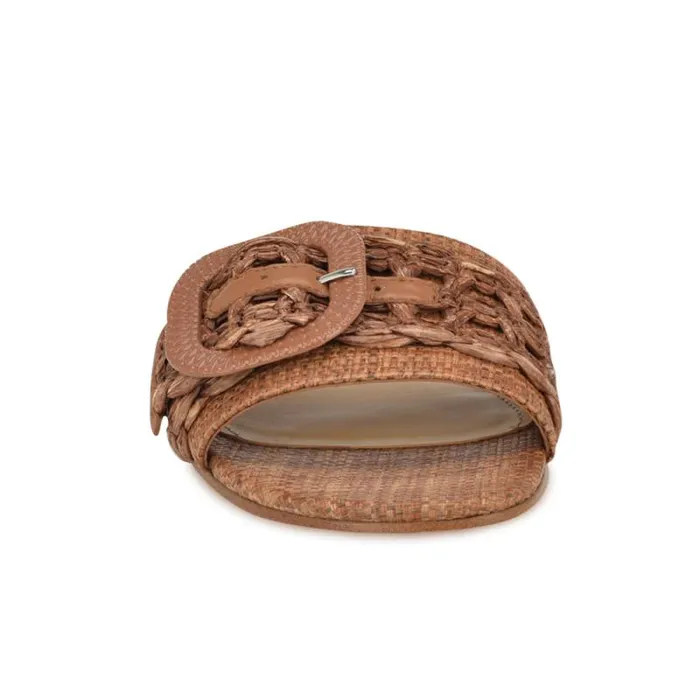 Hagleigh Flat Slide Sandals Brown Raffia Women Nine West Sandals Hagleigh Flat Slide Sandals Brown Raffia Women Nine West Sandals