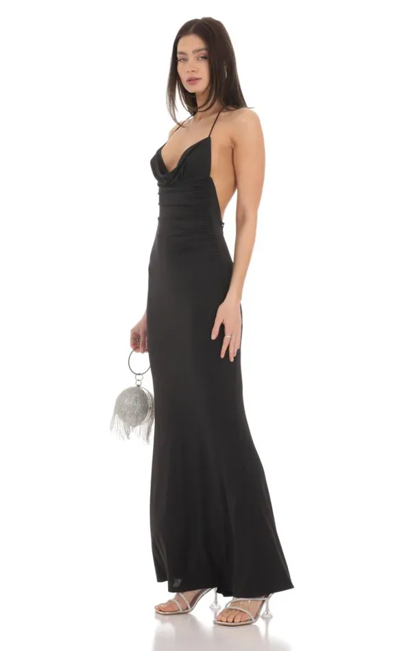 Halter Open Back Butterfly Maxi Dress Black Women LUCY IN THE SKY Maxi Dresses Halter Open Back Butterfly Maxi Dress Black Women LUCY IN THE SKY Maxi Dresses