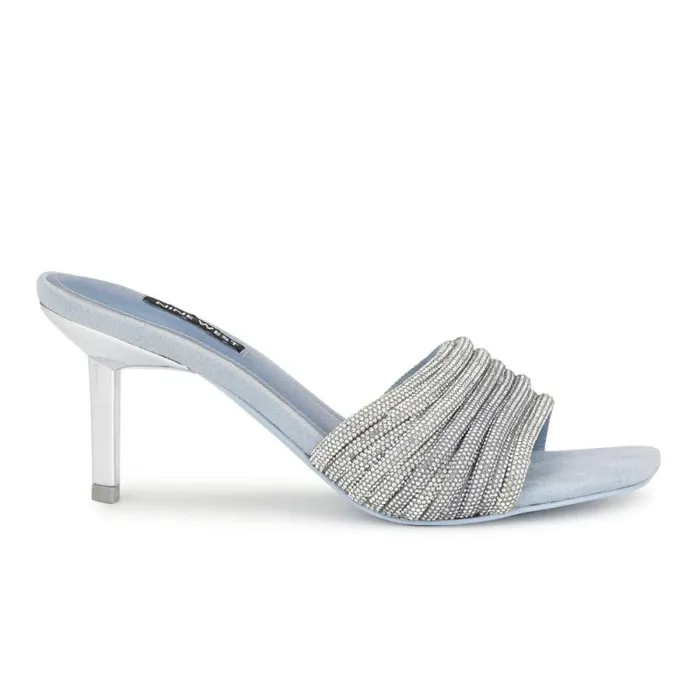 Harbor Heeled Slide Sandals Blue Women Nine West Sandals