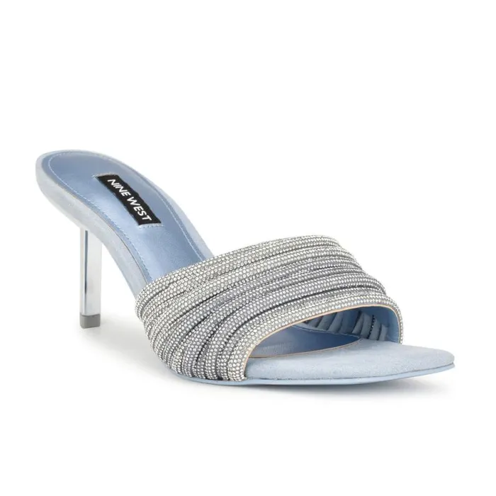 Harbor Heeled Slide Sandals Blue Women Nine West Sandals