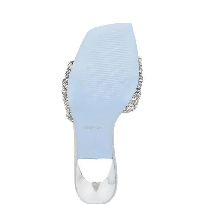 Harbor Heeled Slide Sandals Blue Women Nine West Sandals