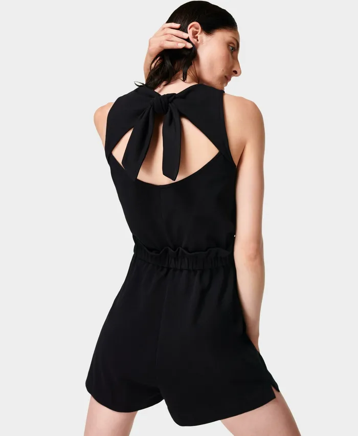 Harlow Tie Back Romper Black Dresses and Jumpsuits Sweaty Betty Women