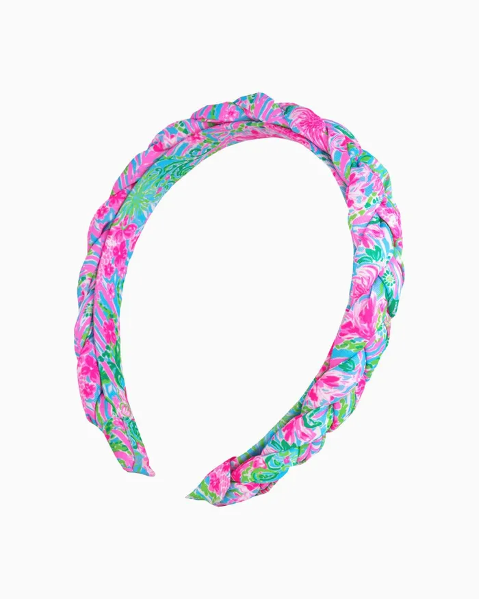 Hats and Hair WomenHome and Gifts Lilly Pulitzer Braided Skinny Headband Amalfi Blue Leaf It Wild
