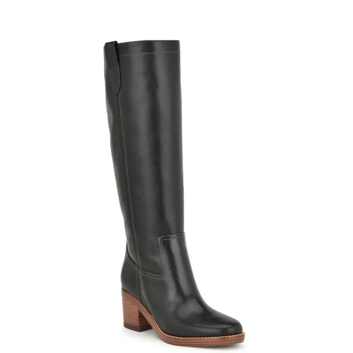Hecee Block Heel Tailored Boots Black Leather Women Nine West Heels Hecee Block Heel Tailored Boots Black Leather Women Nine West Heels