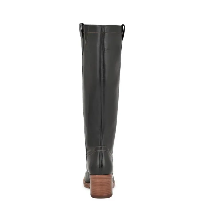 Hecee Block Heel Tailored Boots Black Leather Women Nine West Heels Hecee Block Heel Tailored Boots Black Leather Women Nine West Heels