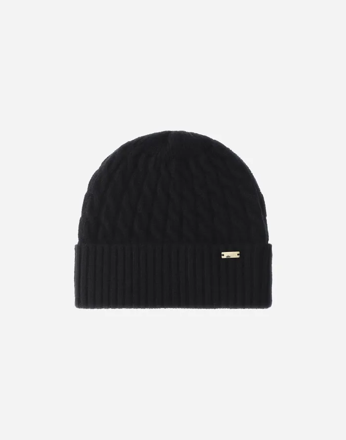 Herno BEANIE IN ETERNITY CASHMERE CABLE Black Women Hats