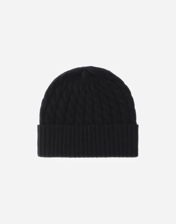 Herno BEANIE IN ETERNITY CASHMERE CABLE Black Women Hats