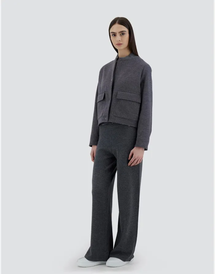 Herno BOMBER JACKET IN LUXURY WOOL AND NYLON ULTRALIGHT Grey Women Bomber