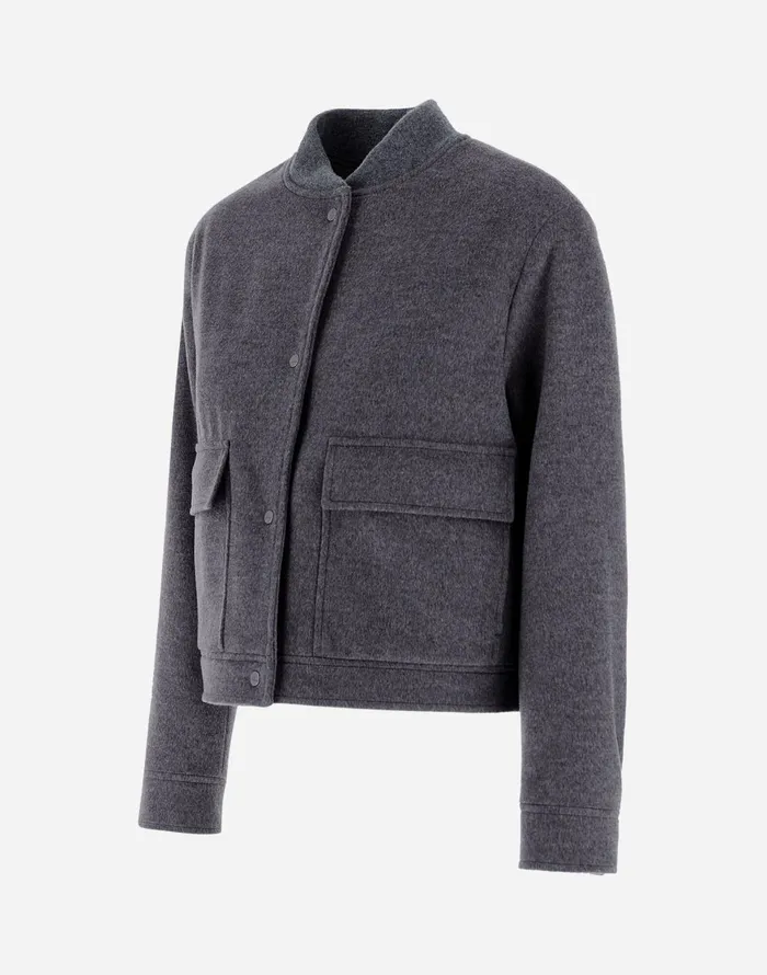 Herno BOMBER JACKET IN LUXURY WOOL AND NYLON ULTRALIGHT Grey Women Bomber