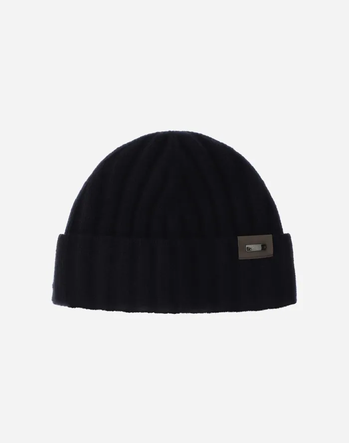 Herno CASHMERE AND ALCANTARA BEANIE Dark Blue Men Hats