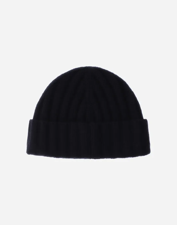 Herno CASHMERE AND ALCANTARA BEANIE Dark Blue Men Hats