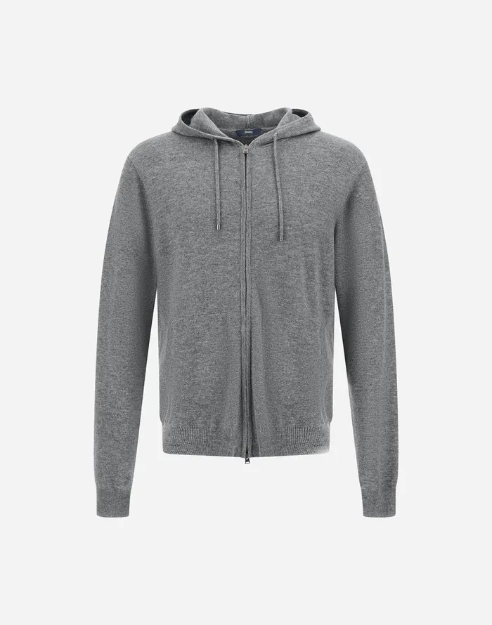 Herno IMMENSE WOOL CASHMERE SWEATSHIRT Grey Men Parka and Jackets