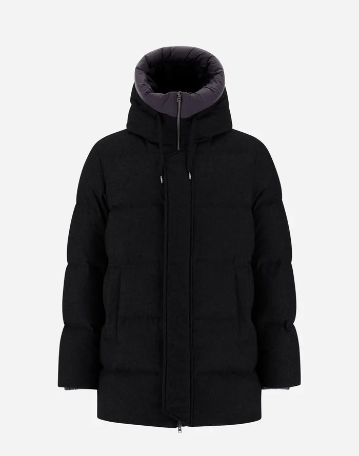 Herno JACKET IN CASHMERE SILK AND ECOAGE Black Men Parka and Jackets