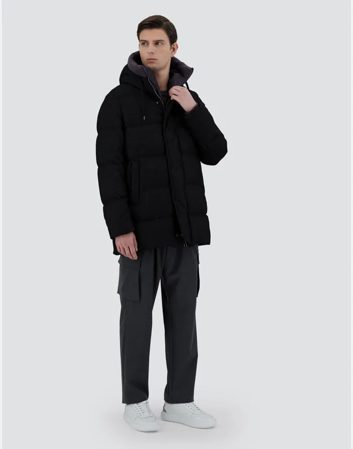 Herno JACKET IN CASHMERE SILK AND ECOAGE Black Men Parka and Jackets