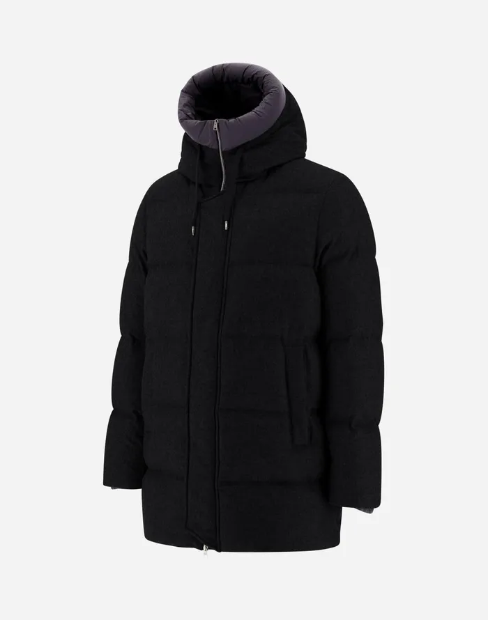 Herno JACKET IN CASHMERE SILK AND ECOAGE Black Men Parka and Jackets
