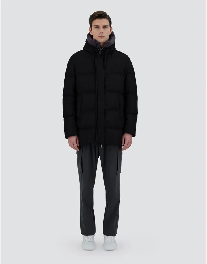 Herno JACKET IN CASHMERE SILK AND ECOAGE Black Men Parka and Jackets