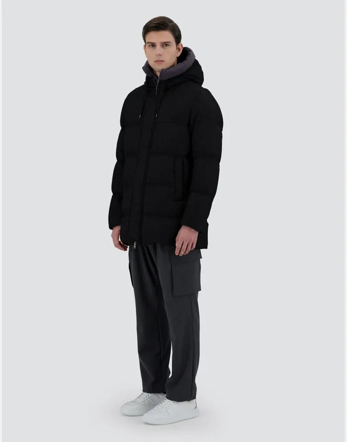 Herno JACKET IN CASHMERE SILK AND ECOAGE Black Men Parka and Jackets