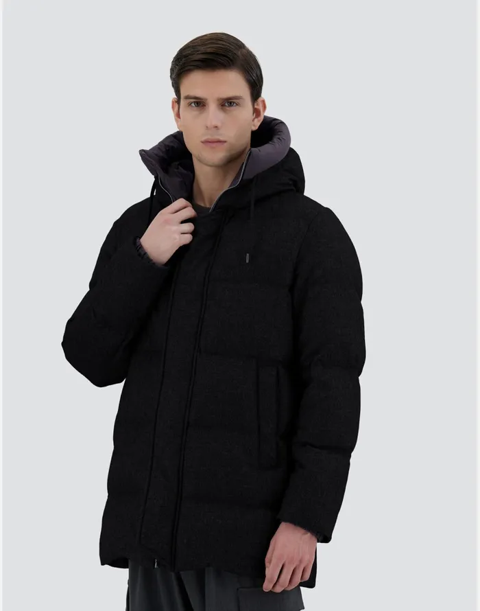 Herno JACKET IN CASHMERE SILK AND ECOAGE Black Men Parka and Jackets