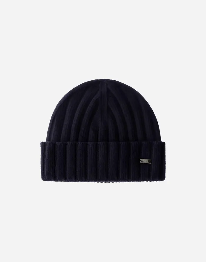 Herno RESORT BEANIE IN INFINITY WOOL RIB Navy Blue Men Hats