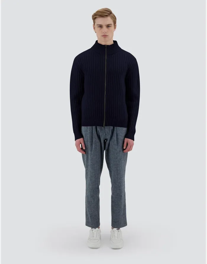 Herno RESORT CARDIGAN IN INFINITY WOOL RIB Navy Blue Men Sweaters and Cardigan