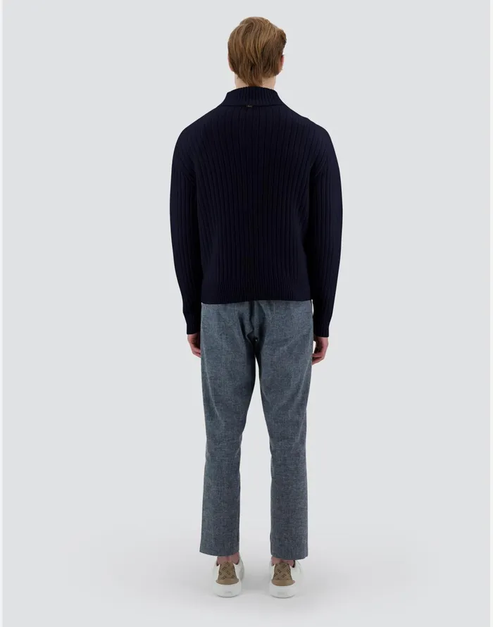 Herno RESORT CARDIGAN IN INFINITY WOOL RIB Navy Blue Men Sweaters and Cardigan