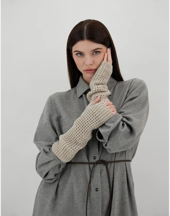 Herno RESORT SLEEVES IN INFINITY CUT OUT Ivory Women Sleeves and Gloves