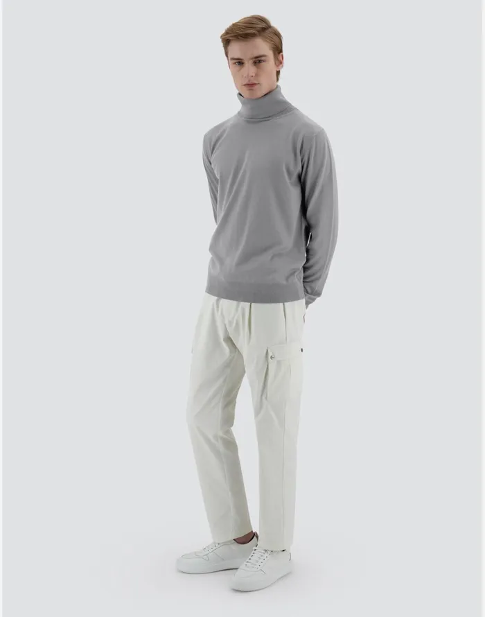 Herno RESORT SWEATER IN ENDLESS WOOL Light Grey Men Knitwear