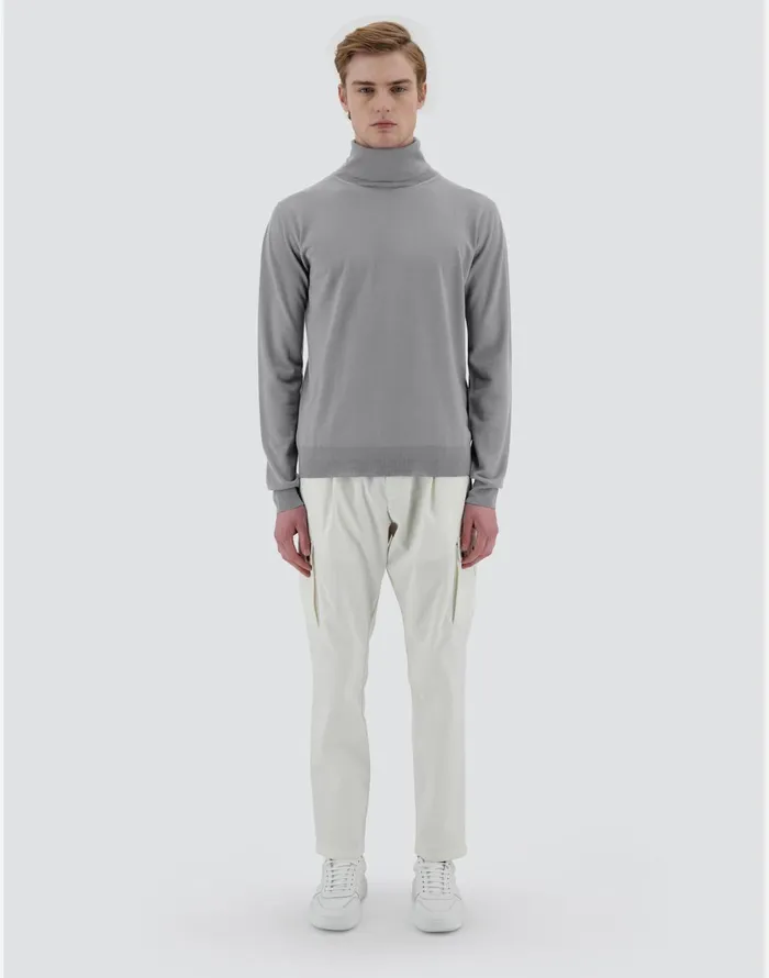 Herno RESORT SWEATER IN ENDLESS WOOL Light Grey Men Knitwear