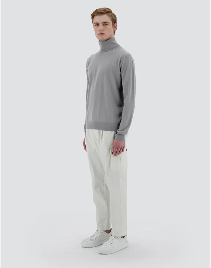 Herno RESORT SWEATER IN ENDLESS WOOL Light Grey Men Knitwear