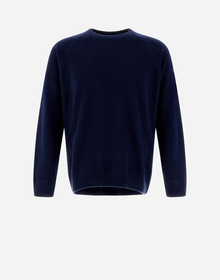Herno RESORT SWEATER IN PLAIN CASHMERE Navy Blue Men Knitwear